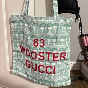 Gucci Wooster Tote - Green Pattern with Red Accents